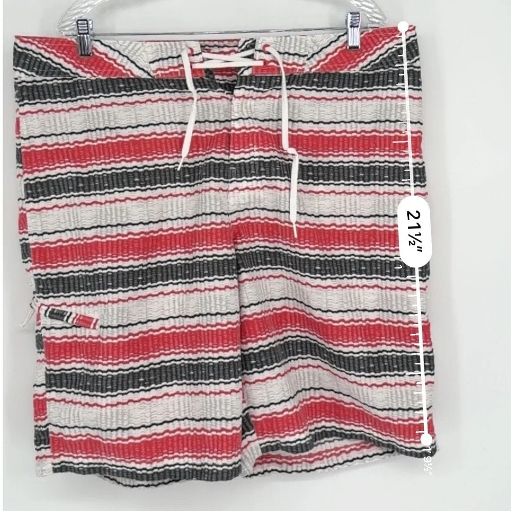 Columbia Omni Shield Swim Trunks Board Shorts Red Black White Stripe 38 48 99-19